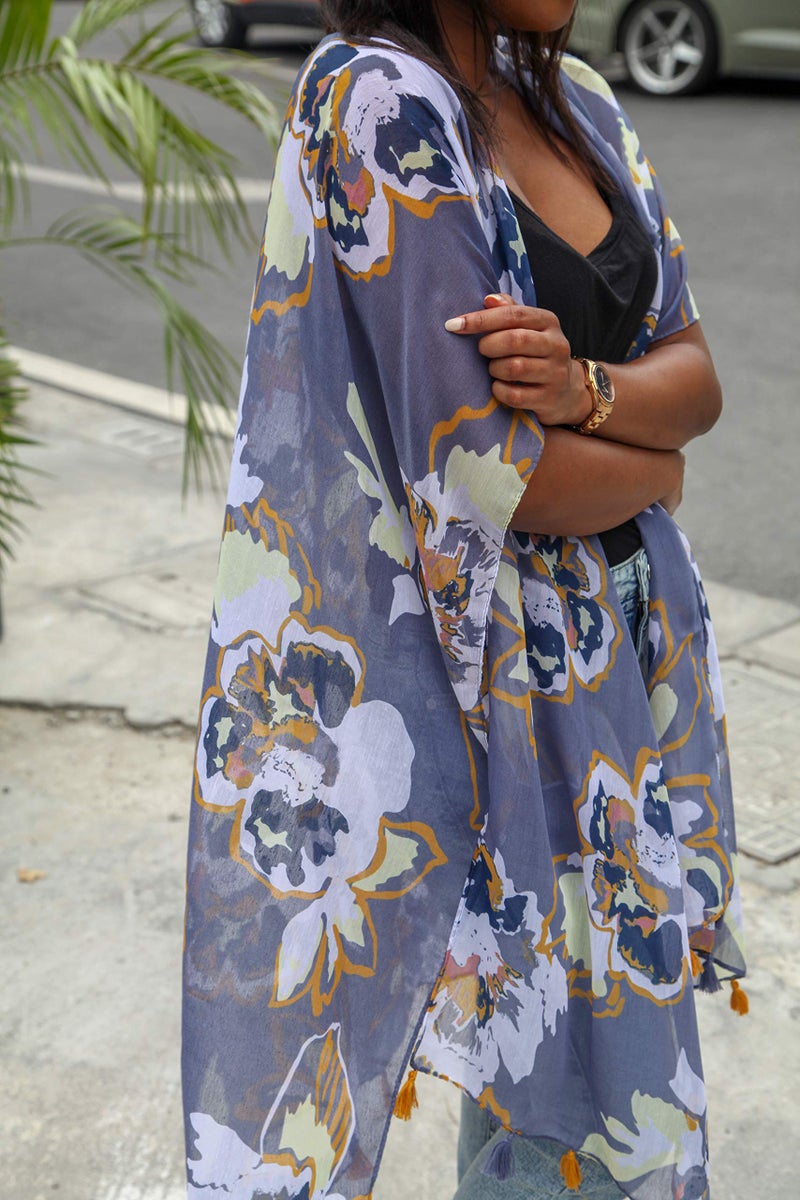 Moss Rose Women's Beach Cover up Swimsuit Kimono with Bohemian Floral Print, Loose Casual Resort Wear - Image 3